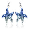 earring with SWAROVSKI ELEMENTS starfish parts 22mm mix sap./aquam./crystal Ag 925/1000 gift box