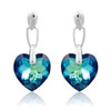 earring with SWAROVSKI ELEMENTS heart rich-cut 18mm hanging crystal bermuda blue Ag 925/1000 gift bo