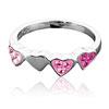 ring with SWAROVSKI ELEMENTS heart parts (6) fuch./lt.rose/rose Ag 925/1000