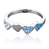 ring with SWAROVSKI ELEMENTS heart parts (6) sap./l.sap./aquamarine Ag 925/1000
