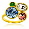 ring gold color with SWAROVSKI ELEMENTS Zina mix color light sapphire