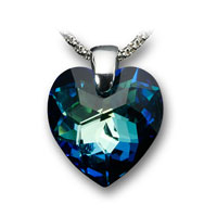 Pendant with SWAROVSKI ELEMENTS heart rich-cut 18mm crystal bermuda blue Ag 925/1000 chain