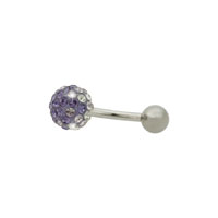 Piercing with SWAROVSKI ELEMENTS parts ball 8mm tanz./violet/crystal