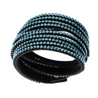 Bracelet black with SWAROVSKI ELEMENTS Crystal Mesh double small aquamarine