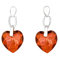 Earring with SWAROVSKI ELEMENTS heart rich-cut 18mm hanging crystal red magma  Ag 925/1000 gift box